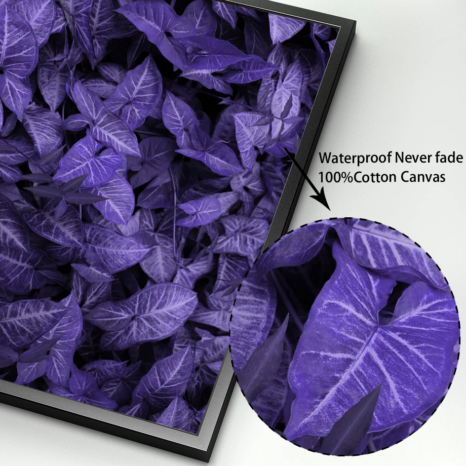 

Scandinavian Style Tropical Plants Poster Purple Leaves Decorative Picture Modern Wall Art Paintings for Living Room Home Decor