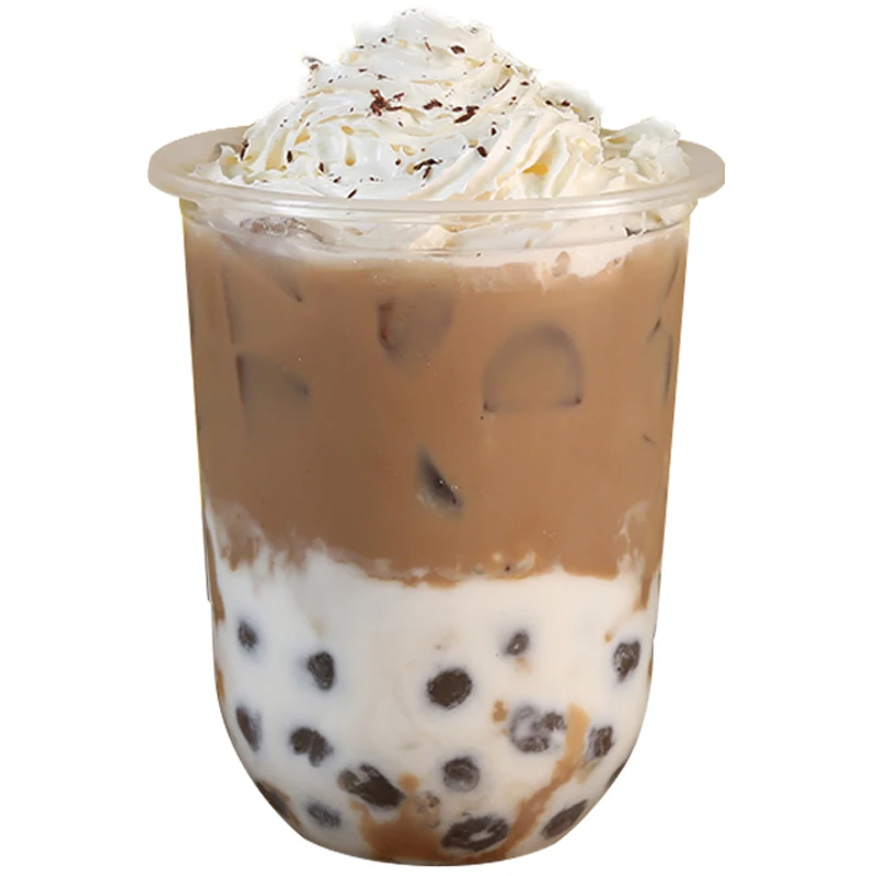 

50pcs High quality 95caliber creative transparent milk tea plastic cups 360ml 500ml U shape disposable coffee cup with lid