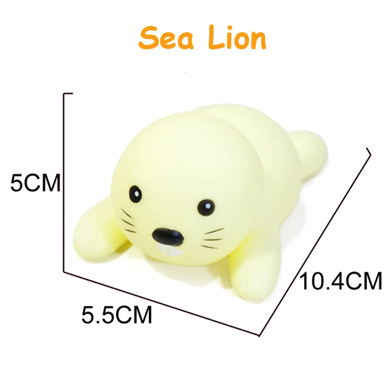 sea lion 1 шт. детские игрушки для ванной мягкие резиновые утки сжимаемые звук поплавок животные ванная комната игрушки для плавания для детей мальчиков и девочек - Цвет: sea lion