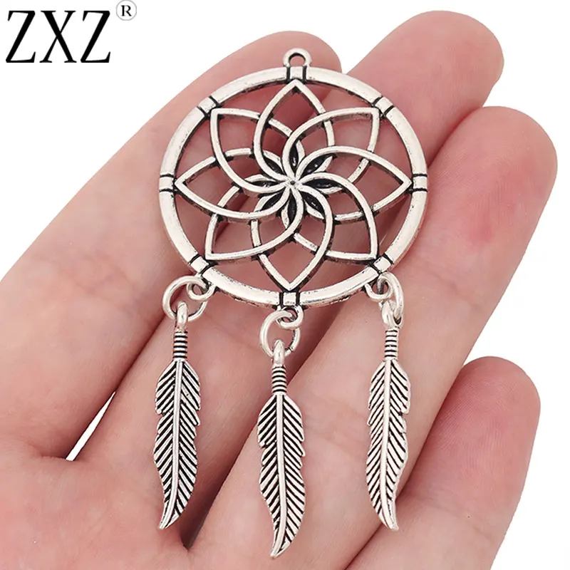 

ZXZ 5 шт тибетский серебряный тон Ловец снов цветок подвески для ожерелья ювелирных изделий