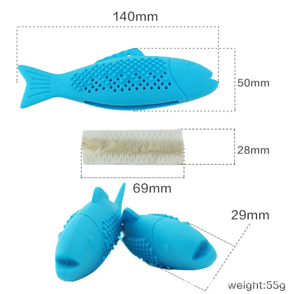 

Cat Toothbrush Chew Molar Fish Toys Kitten Soft Silicone Catnip Interactive Bite Resistant Training Fun Clean Teeth Playing Toy