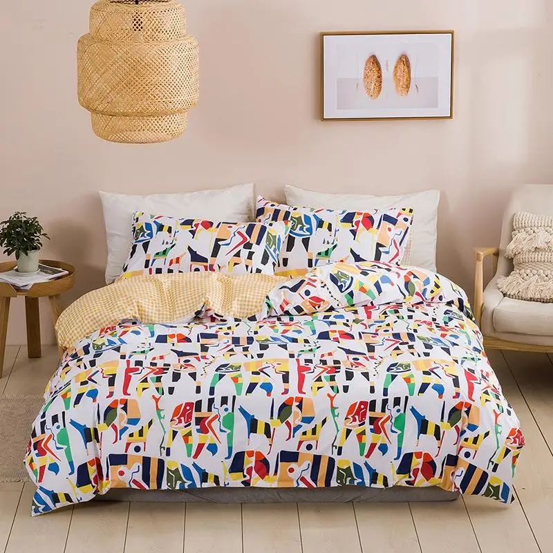 

Graffiti Heart Bedding Set Geometric Duvet Cover Set Nordic Single Queen King Quilt Cover (No Bed Sheet) DropShipping