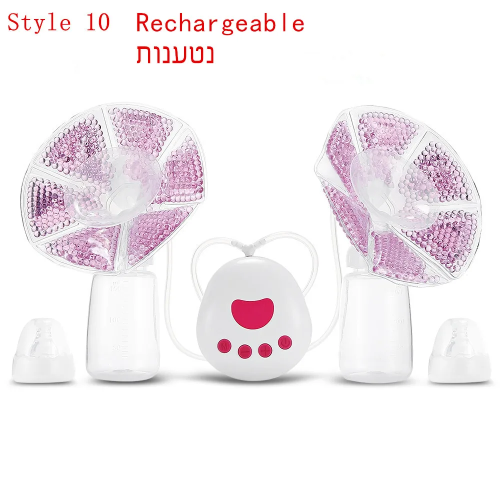 Style 10 Двусторонние электрические молокоотсосы с бутылочкой для молока USB кабель PP BPA бесплатно Мощные интеллектуальные молокоотсосы для грудного вскармливания - Цвет: Style 10