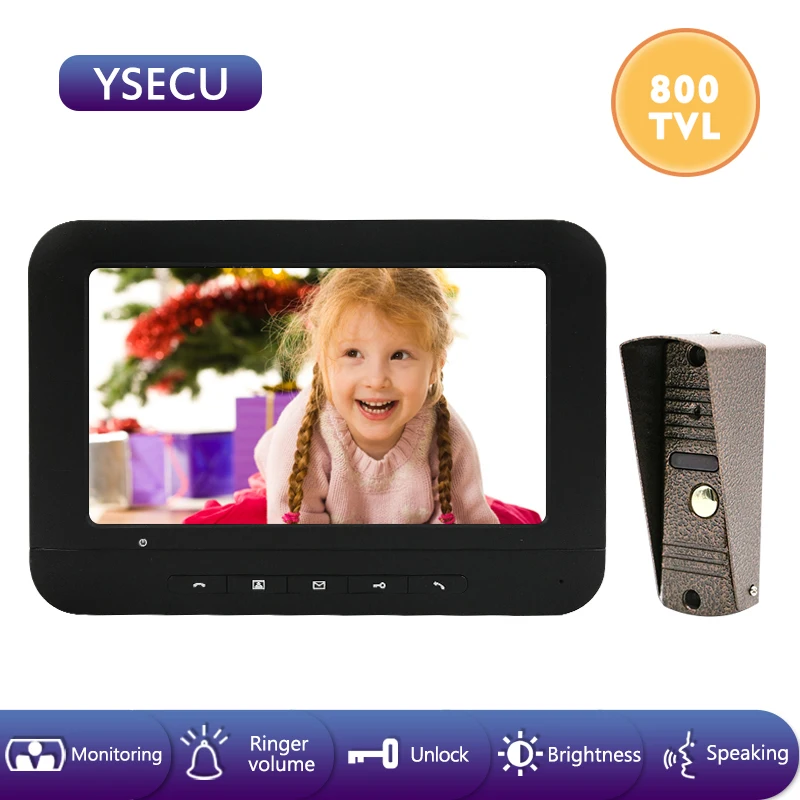 YSECU 7 дюймов 800TVL проводного видеодомофона визуальный видеодомофон с Камера
