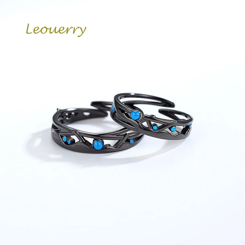 Leouerry Milky Way яркие черные парные кольца оригинал 925 пробы серебро синее масло