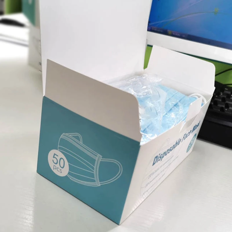 

50 Pcs Disposable Mask Box 50Pcs Color Box English Box,Printed in English