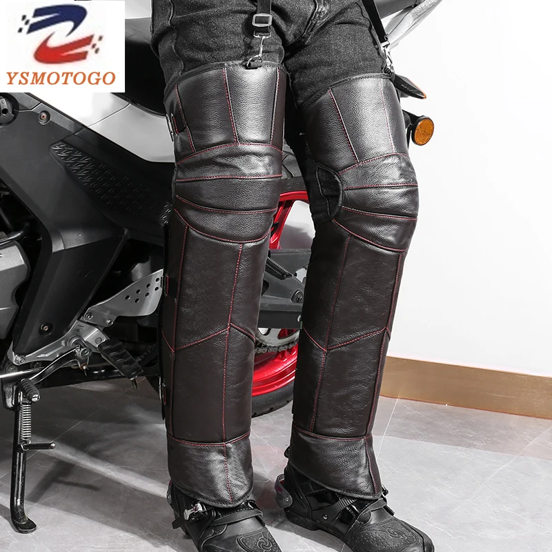 Motorcycle Leather kneepads long full Calf COW Winter waterproof Knee pads Skiing skating protector windproof warm knee | Автомобили и