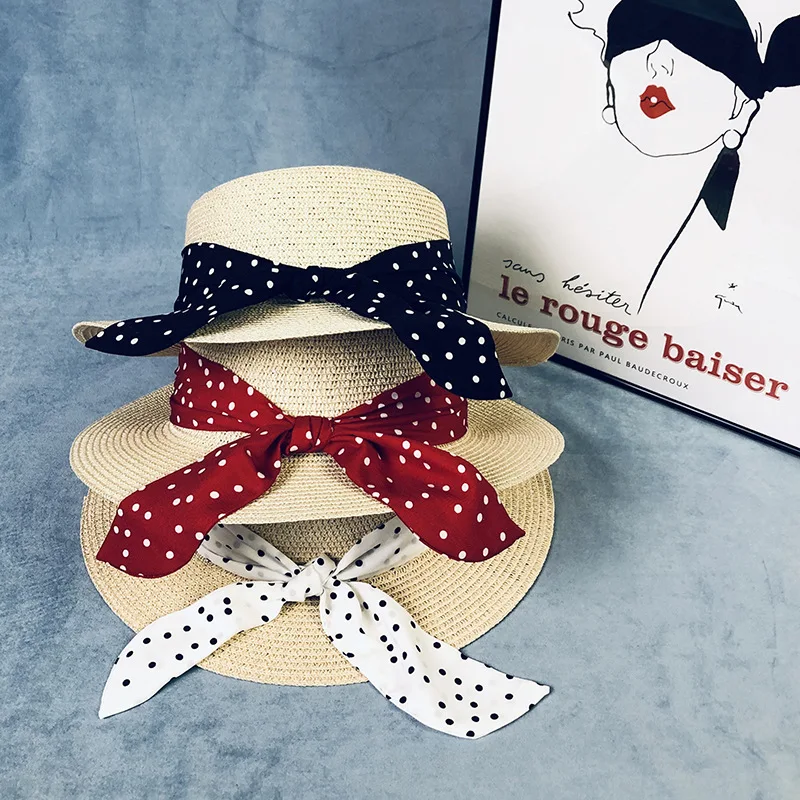 Женская соломенная шляпа от солнца Пляжная Шляпка из рафии черно-белая красная с