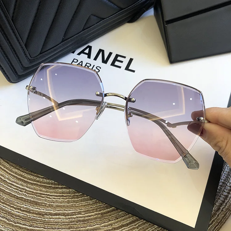 Fashion Rimless Sunglasses For Women Big Luxury Brand Designer UV400 Glasses Female Gradient Shades Women's accessories