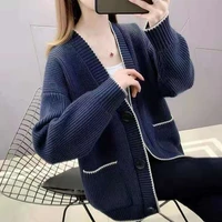 sondr women cardigan knitted single breasted casual sweater pure color loose v neck cardigan ladies jacket spring and autumn