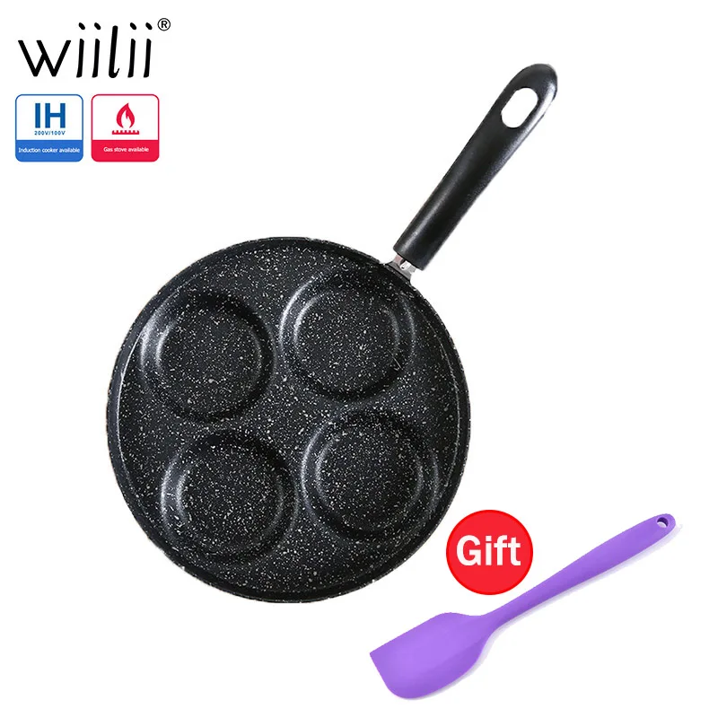 WIILII индукционная плита сковорода для яиц с четырьмя отверстиями завтрака
