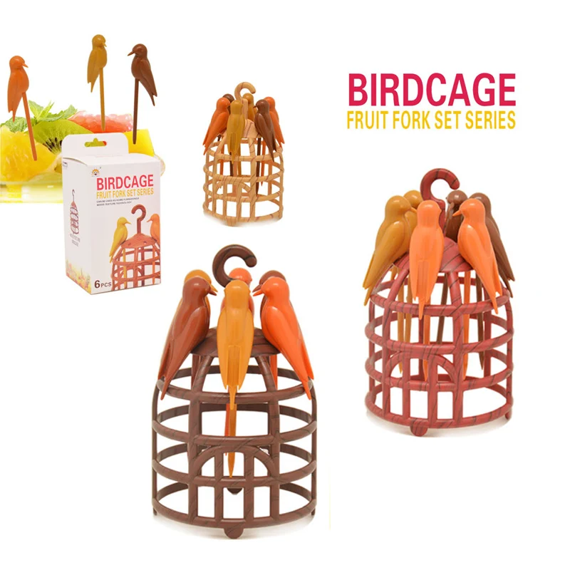 Распродажа 6 шт. + 1 Подставка вилка для фруктов птичья клетка стандартная