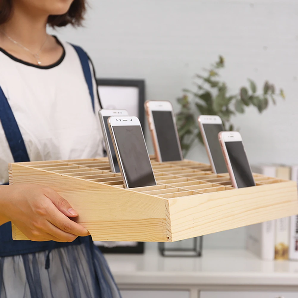 2019 офис для дома древесные хранение мобильных телефонов коробка рабочего стола