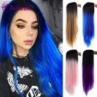 Парик светлый женский AILIADE, длинный прямой термостойкий парик с эффектом омбре, фиолетовый, розовый, красный, синий, для косплея