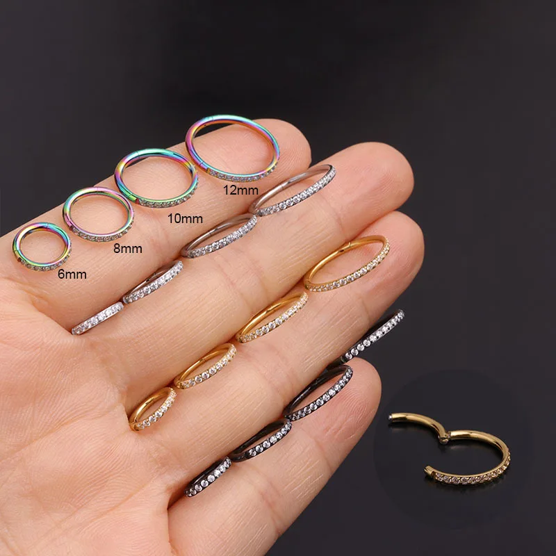 

1PC 16g Hinged Septum Clicker Segment Nose Ring Lip Ear Cartilage Ear Helix Body Piercing Jewelry Surgical Steel Ring Hoop