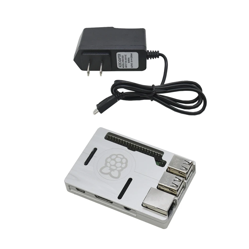 3 в 1 для Raspberry Pi 3 Model B+(плюс)+ ЧПУ Алюминий чехол с выходом 5V 2.5A Мощность адаптер Наборы штепсельная вилка стандарта США