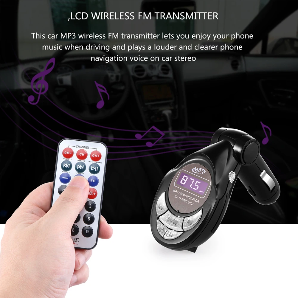 Handfree Автомобильный MP3 плеер Беспроводной FM передатчик модулятор USB SD CD MMC Пульт