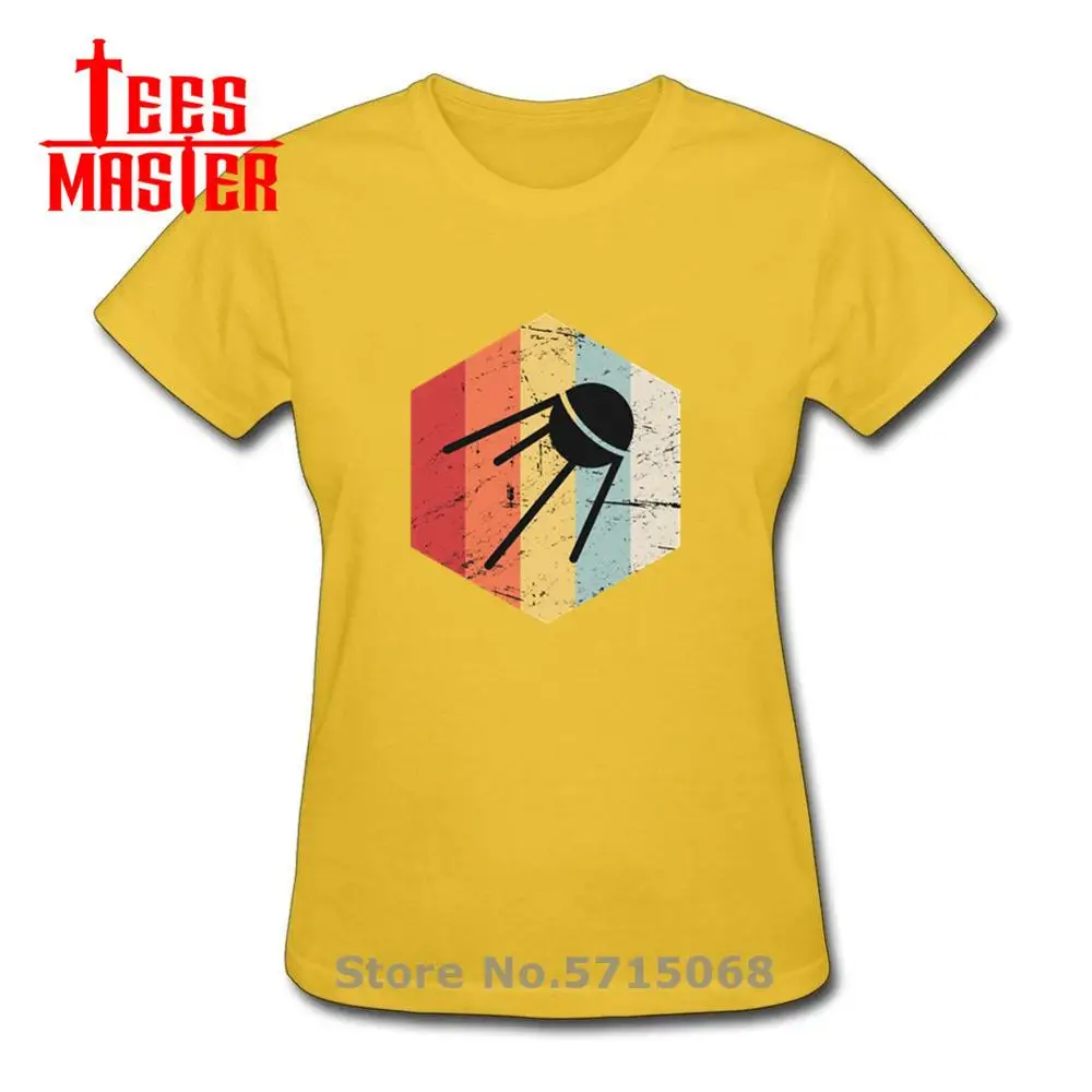 Ретро спутник значок для женщин футболка CCCP пространство с ракетой России