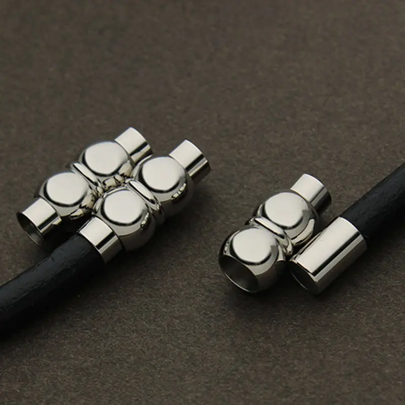 

1pc/lot High Quality Round Stainless Steel Strong Magnetic Clasps Cord Ends Fits Dia Round 5mm Leather Cord Jewelry Making F2283