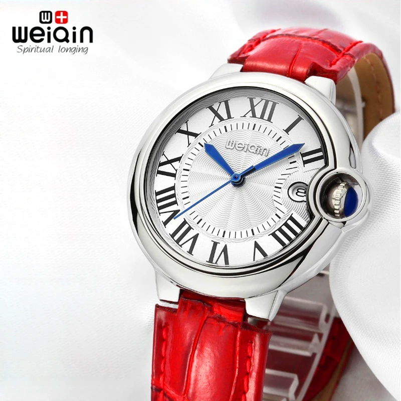 Часы WEIQIN с ремешком из натуральной кожи водонепроницаемые до 50 м|clock wrist watch|watch