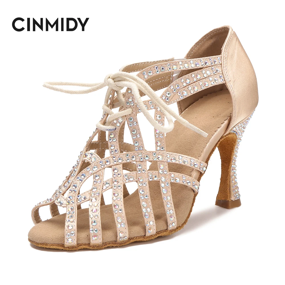 

Женские туфли для танцев CINMIDY, мягкие сандалии на высоком каблуке с мягкой подошвой, для латиноамериканского Танго, румбы, самбы