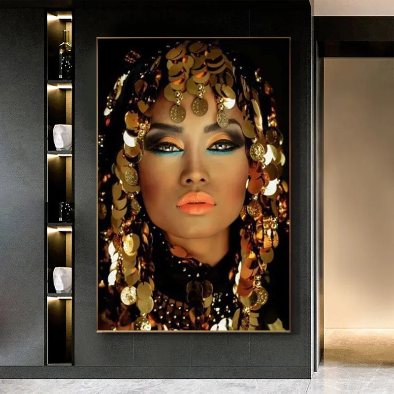 

Woman Canvas Pictures Bling Gold Posters and Prints for Living Room Decoration Wall Art Home Decor Paintings Interior Picture