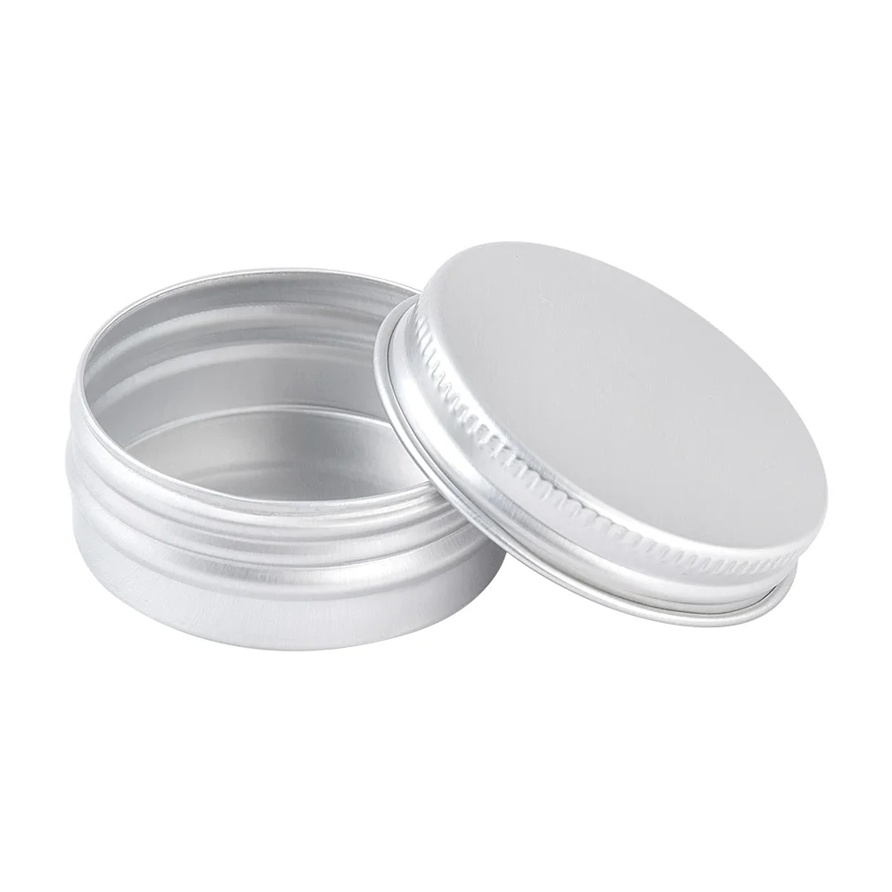 

5 10 15 30 50 100ml Empty Refillable Bottles Aluminum Round Tin Cans Box Silver Cream Balm Jar Pot Case Screw Thread Lid