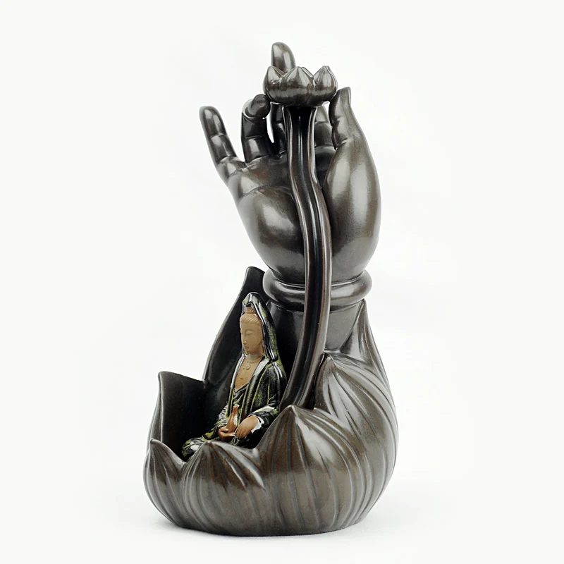 Будды ручной Ладан горелки Керамика обратный дымовой поток Ароматические