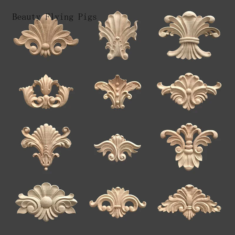 Прямая поставка Классическая резьба по дереву цветок деревянный угол наклейки