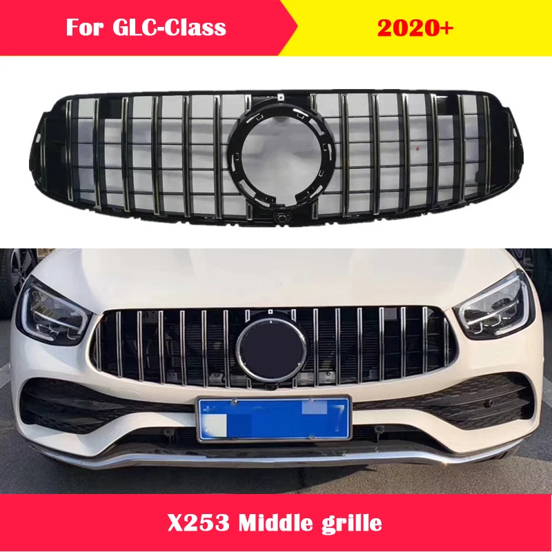 Автостайлинг средняя решетка для Mercedes Benz GLC Class X253 W253 2020 ABS Пластиковая передняя GT
