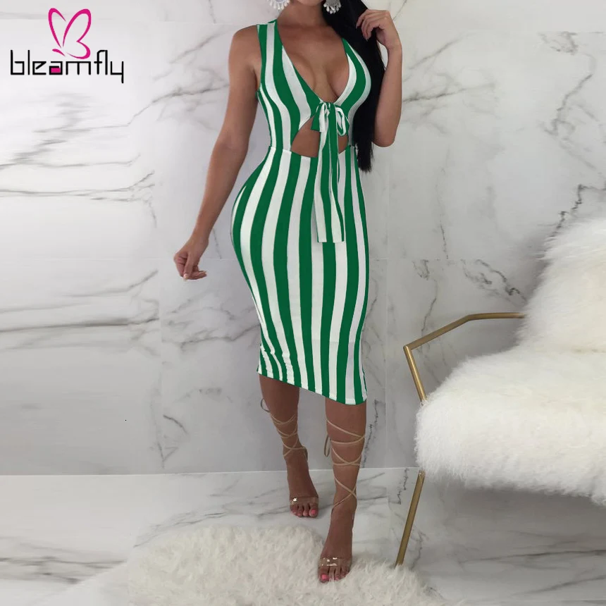 Летнее платье в полоску женские сексуальные платья с глубоким v-образным вырезом