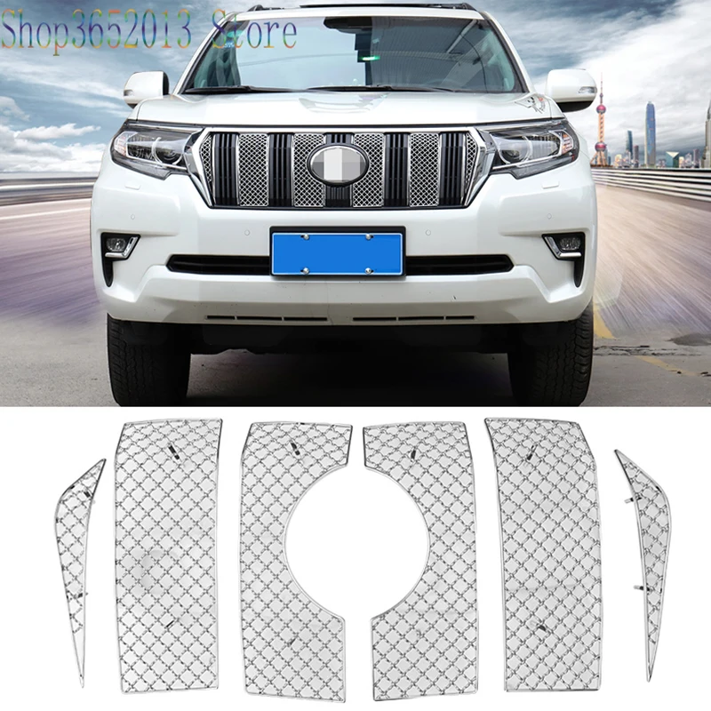 Для Toyota Prado Fj150 2018 2019 нержавеющая сталь Передняя решетка сетки гриль подставки