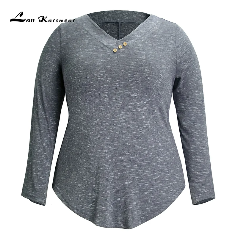 Женская футболка с длинным рукавом и V образным вырезом на пуговицах|Футболки| |