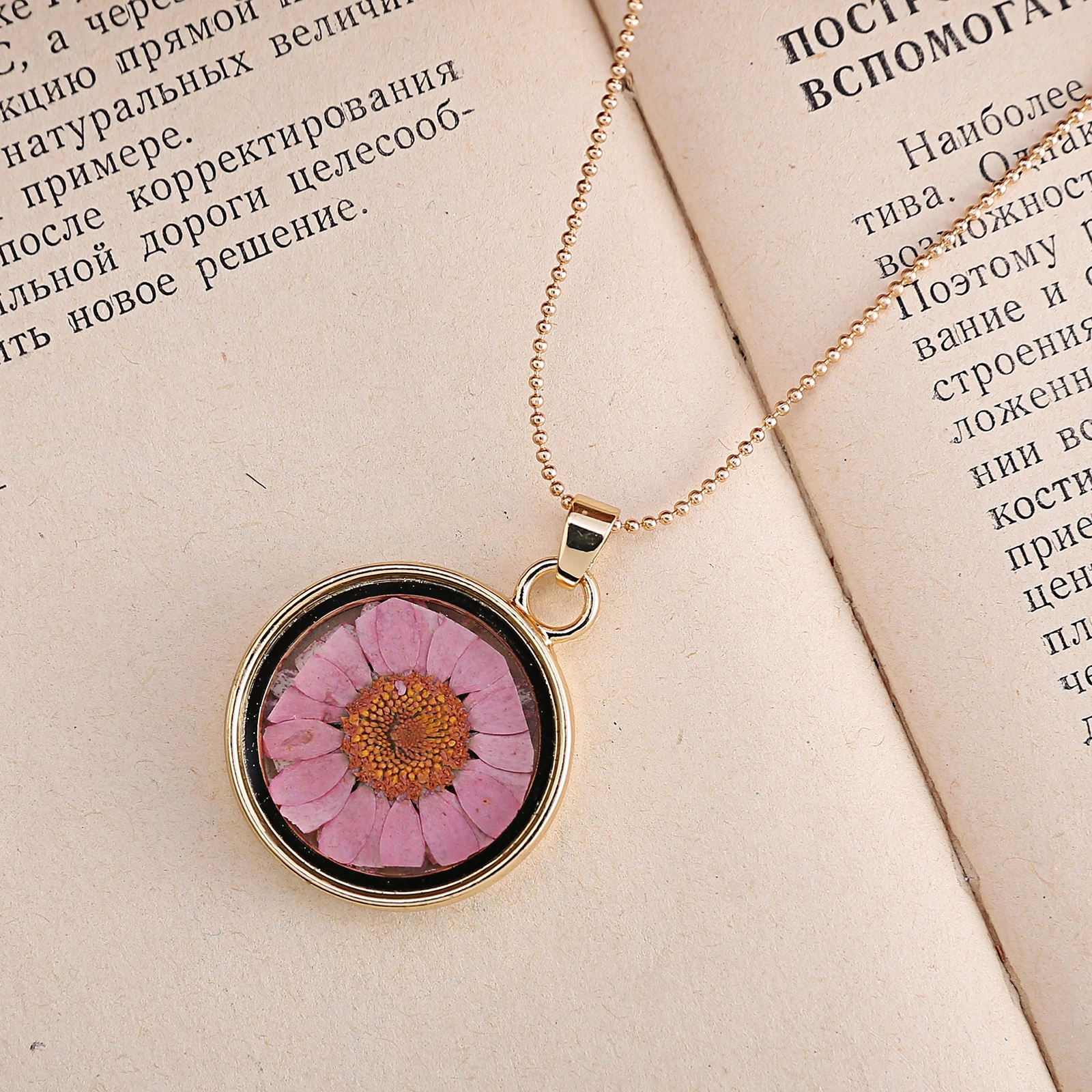 Круглое женское ожерелье подвеска в виде цветка золотого цвета цепочка для