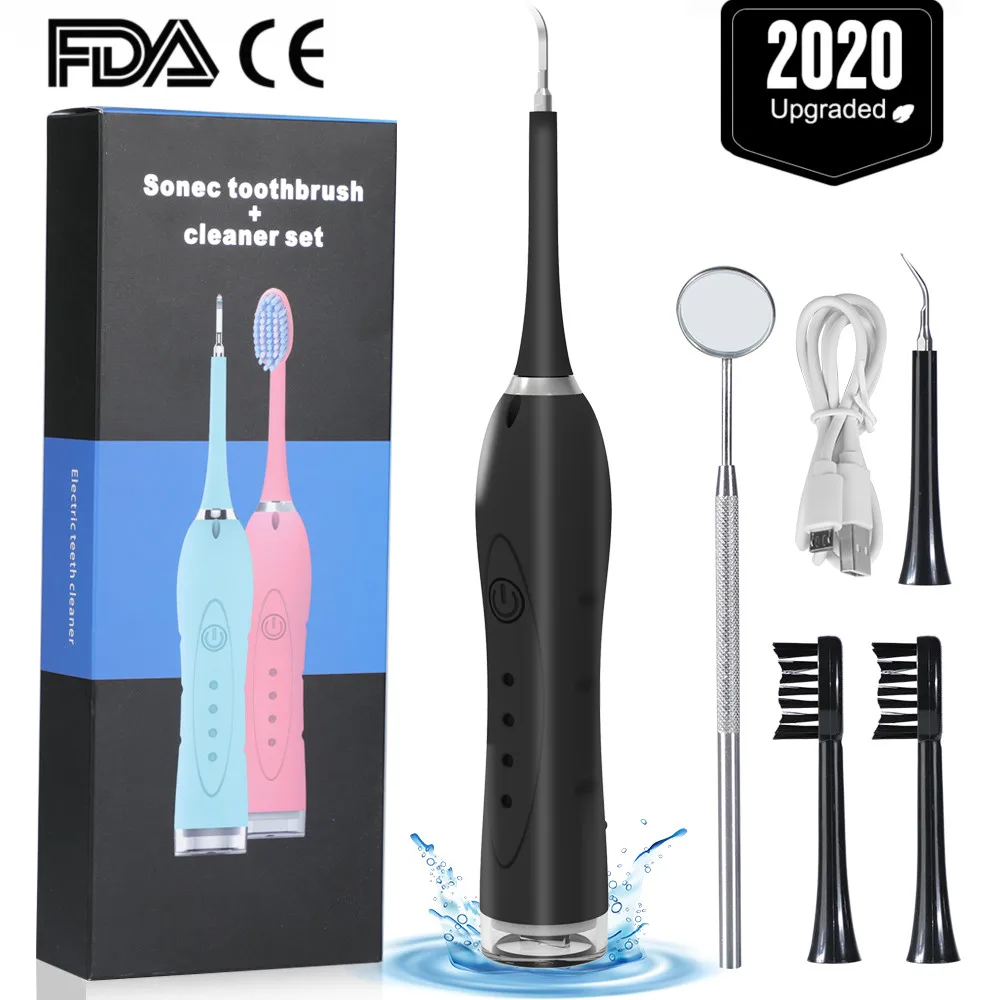 

4 Modes 2 In 1 Electric Toothbrush USB Charging Sonic Dental Scaler Tooth Calculus Remover Whiten Tooth Stains Tartar Cleaner