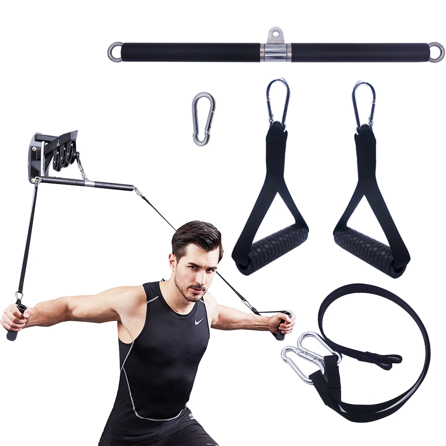 

Экзотические аксессуары Трицепс для спины, прочность, вращение, оттягивание, прямые ручки для кабеля, тренажер для мышц грудной клетки, дома...