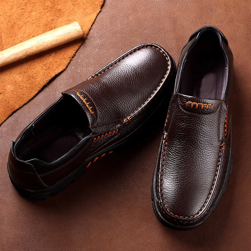 

2020 Genuine Leather Shoes Men Loafers Soft Cow Leather Men Casual Shoes 2020 New Male Footwear Black Brown Slip-on A2088