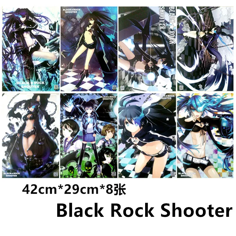 8 шт./лот аниме Black Rock Shooter тисненые плакаты игрушка постер стикер для подарков