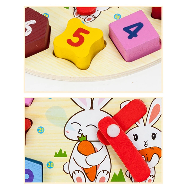

Kids Wooden Shape Puzzle Clock Toys Educational Toys Geometric Matching Puzzles Game Color Learning Toys For Children