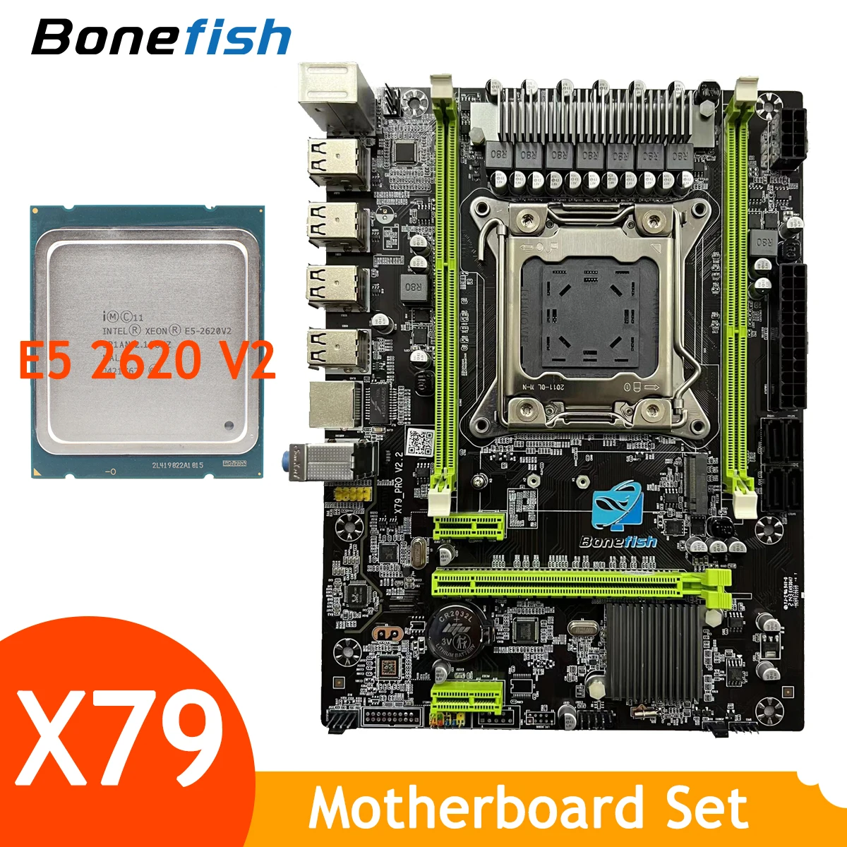Комплект материнской платы X79 с процессором Intel Xeon E5 2620 V2 LGA 2011 без ОЗУ поддержка DDR3