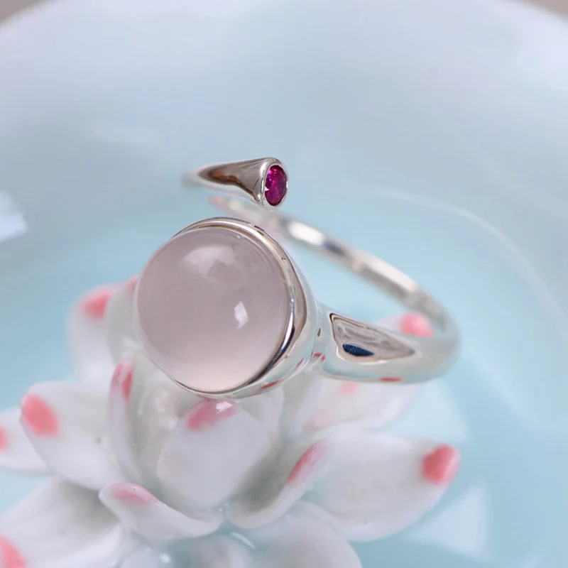 Женские вечерние кольца из настоящего серебра 925 пробы с натуральным розовым