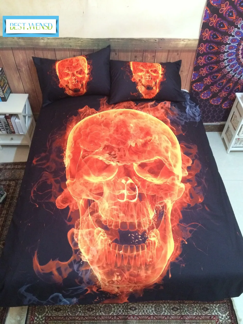 Постельное белье желтый своих Bone домашний текстиль 3d постельное для двойной