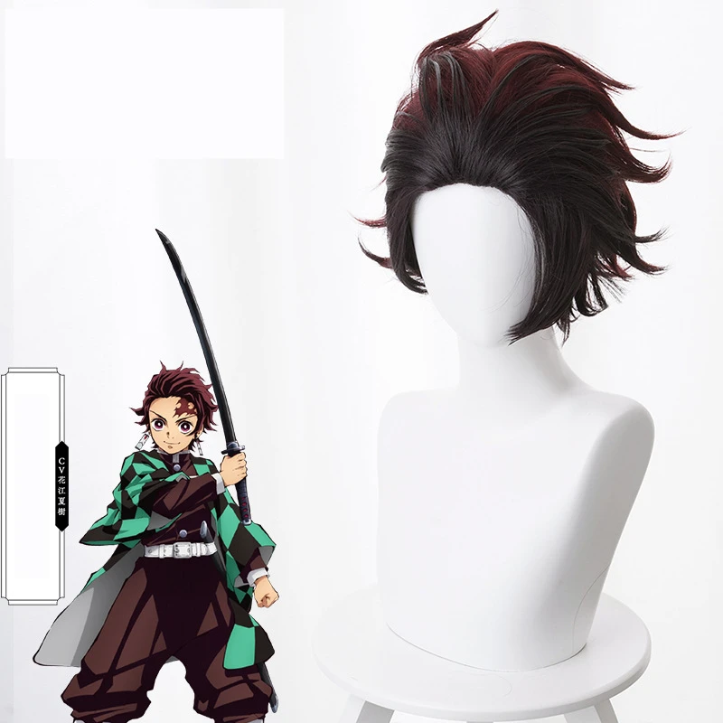 Demon Slayer: Kimetsu no Yaiba Kamado Tanjirou косплей парик Kamado Nezuko для женщин и мужчин пушистые завитые волосы парики вечерние реквизит для Хэллоуина