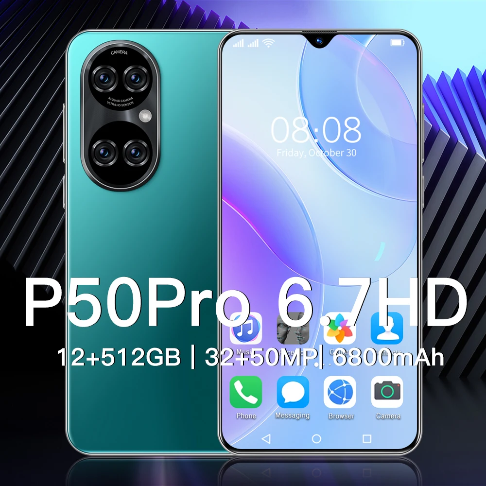 

Global Version P50 Pro 6.7 Inch Smartphone 2021 New Deca Core Full Screen 4G 5G Android 6800mAh 16GB+512GB Dual SIM Mobile Phone