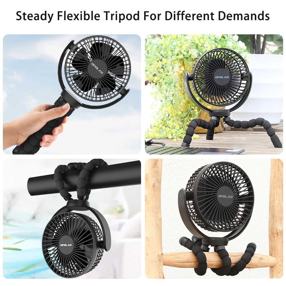 5000 мА · ч перезаряжаемый вентилятор на батарейках с гибким штативом вращающийся