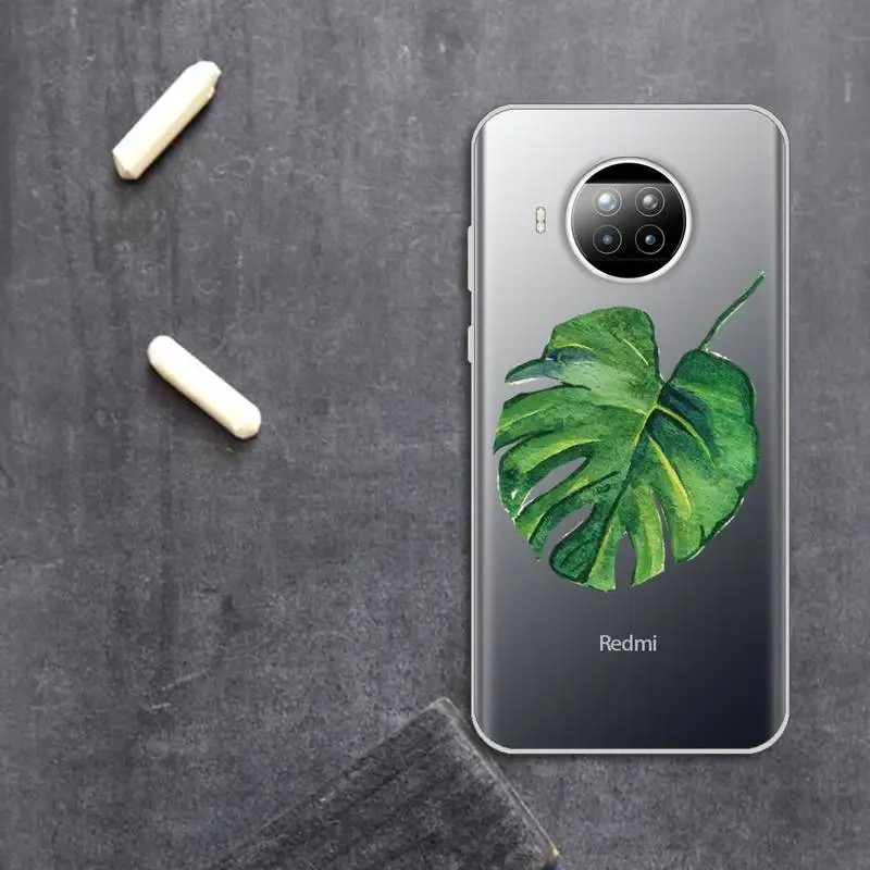 

Butterfly Glitter Leaves Phone Case Transparent for Xiaomi Redmi note 10 t 8 9 pro lite 11