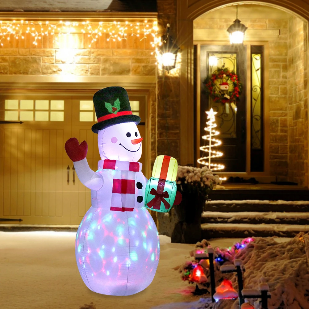 

LED Light Inflatable Model Christmas Snowman Colorful Rotate Airblown Dolls Toys for Household Parties Accessories