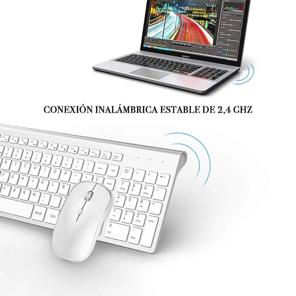 

Wireless Spanish keyboard And Mouse Set 2.4 Ghz stable connection For office home travel presentation wireless mouse keyboard