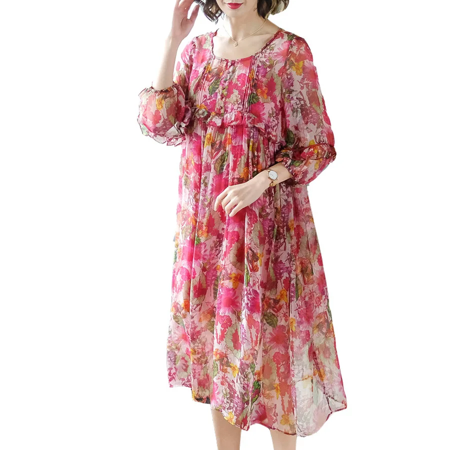 

Plus Size Elastic Silk Floral Maxi Dress Women Robe Femme2020 Long Work Boho Beach Summer Sexy Party Dresses HK352
