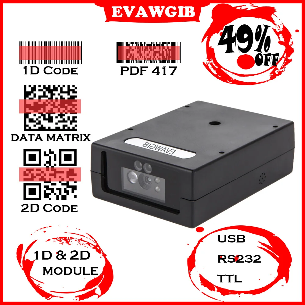 Компактный модуль сканера штрих-кодов USB считыватель по самой низкой цене 1D и 2D TTL